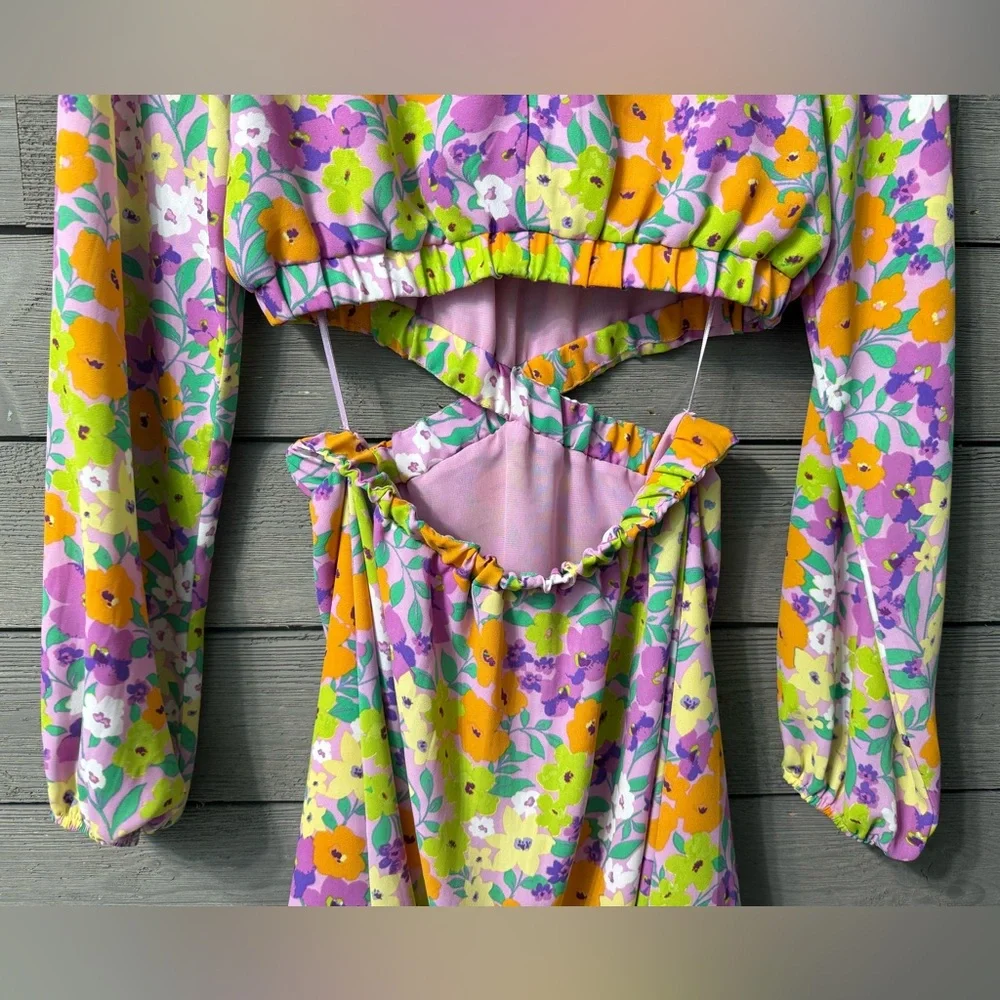 Sanctuary Fresh Garden Vibrant Floral Cutout Mini Dress XS Summer Easter Spring - Picture 14 of 15